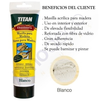 TITAN WOODWORK WOOD FILLER. Water-based acrylic filler. To be used indoors and outdoors.